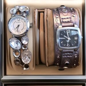 Fossil Women's Silver and Brown Watches